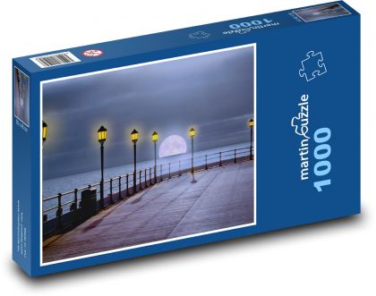 Svítící lampy - moře, měsíc - Puzzle 1000 dílků, rozměr 60x46 cm