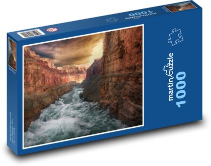 Rzeka między skałami - przyroda, tapeta - Puzzle 1000 elementów, rozmiar 60x46 cm