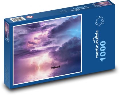 Búrka nad morom - fantázia, rybár - Puzzle 1000 dielikov, rozmer 60x46 cm