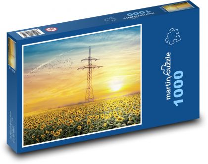 Sonnenblumenfeld - Landschaft, Wolken - Puzzle - 1000 Teile