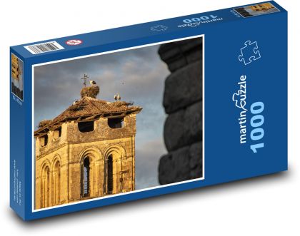 Věž - hnízda čápů, architektura - Puzzle 1000 dílků, rozměr 60x46 cm