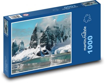 Hory pod sněhem - zimní krajina, led - Puzzle 1000 dílků, rozměr 60x46 cm