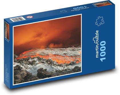Erupce sopky - magma, kouř - Puzzle 1000 dílků, rozměr 60x46 cm