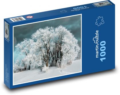 Zasněžené stromy - zimní krajina, les - Puzzle 1000 dílků, rozměr 60x46 cm