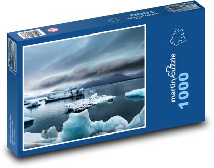 Ľadové kryhy - more, oceán v noc - Puzzle 1000 dielikov, rozmer 60x46 cm