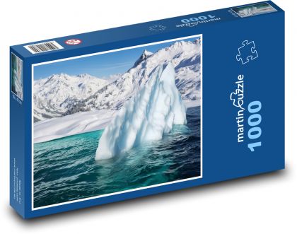Zasněžené hory - ledovce v moři, sníh - Puzzle 1000 dílků, rozměr 60x46 cm