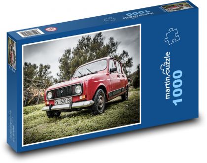 Samochód - czerwony Renault 4 - Puzzle 1000 elementów, rozmiar 60x46 cm