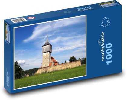 Kościół - drewniana wieża - Puzzle 1000 elementów, rozmiar 60x46 cm