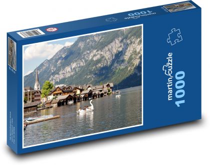Rakousko - Hallstatt, jezero - Puzzle 1000 dílků, rozměr 60x46 cm