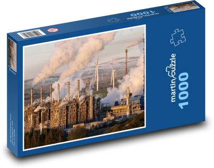 Továrna, komíny, průmysl - Puzzle 1000 dílků, rozměr 60x46 cm