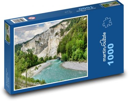 Švýcarsko - příroda, voda, hory - Puzzle 1000 dílků, rozměr 60x46 cm