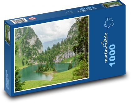 Horské jazero - Alpy - Puzzle 1000 dielikov, rozmer 60x46 cm