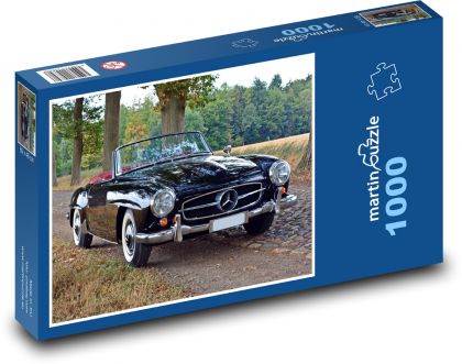 Čierne športové auto - veterán - Puzzle 1000 dielikov, rozmer 60x46 cm