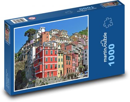 Itálie - barevné domy - Puzzle 1000 dílků, rozměr 60x46 cm