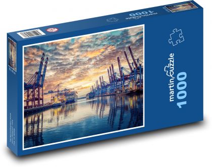 Port - Dźwigi kontenerowe - Puzzle 1000 elementów, rozmiar 60x46 cm