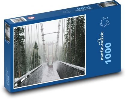 Most v lese - příroda, zima - Puzzle 1000 dílků, rozměr 60x46 cm