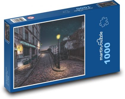 Ulice v noci - poulični lampa, tma  - Puzzle 1000 dílků, rozměr 60x46 cm