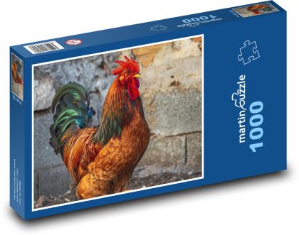 Kohút - farebné perie, vták - Puzzle 1000 dielikov, rozmer 60x46 cm