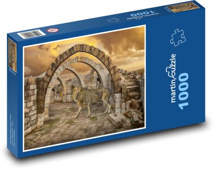 Lev - chrám, zvíře - Puzzle 1000 dílků, rozměr 60x46 cm
