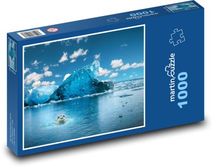 Tuleň - more, ľadovec - Puzzle 1000 dielikov, rozmer 60x46 cm