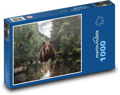 Medvěd - řeka, příroda - Puzzle 1000 dílků, rozměr 60x46 cm