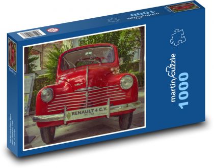 Červené auto - retro, automobil - Puzzle 1000 dílků, rozměr 60x46 cm