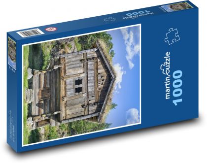 Dřevěný dům - starověký, rustikální - Puzzle 1000 dílků, rozměr 60x46 cm