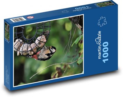 Datel na krmítku - pták, zvíře - puzzle 1000 dílků