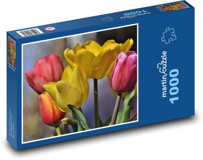 Žluté tulipány - jarní rostliny, květy - Puzzle 1000 dílků, rozměr 60x46 cm