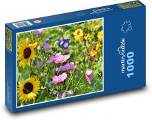 Divoké květiny - louka, zahrada Puzzle 1000 dílků - 60 x 46 cm