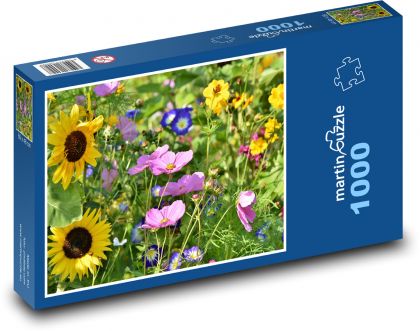 Divoké květiny - louka, zahrada - Puzzle 1000 dílků, rozměr 60x46 cm