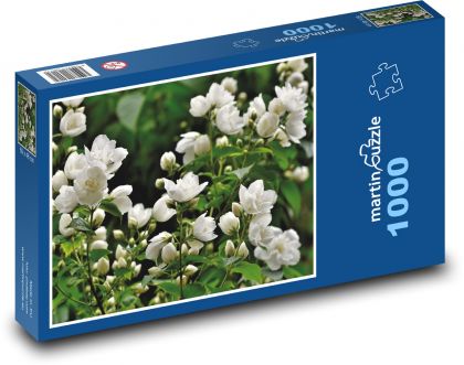 Biely jazmín - okrasný ker, rastlina - Puzzle 1000 dielikov, rozmer 60x46 cm