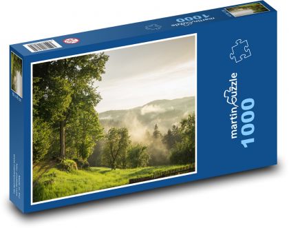 Dolní Rakousy - les v mlze, příroda - Puzzle 1000 dílků, rozměr 60x46 cm