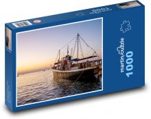 Boat in port - sunset, sea Puzzle 1000 pieces - 60 x 46 cm 