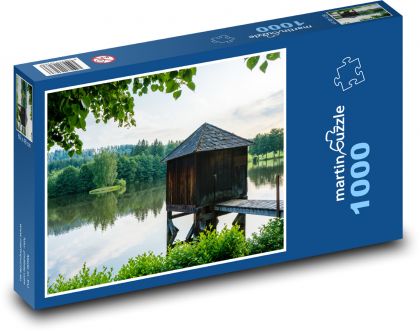 Jezero - krajina, rybník - Puzzle 1000 dílků, rozměr 60x46 cm