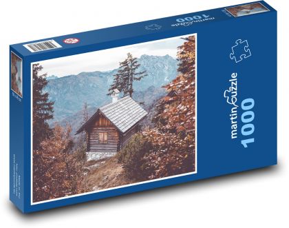 Horská chata - podzim, alpy - Puzzle 1000 dílků, rozměr 60x46 cm