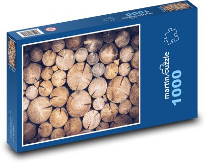 Kmeny stromů - palivové dřevo, hromada - Puzzle 1000 dílků, rozměr 60x46 cm