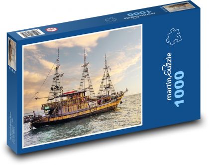 Výletná loď - more, západ slnka - Puzzle 1000 dielikov, rozmer 60x46 cm