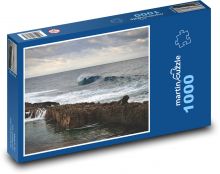 Skalnaté pobřeží - oceán, vlny Puzzle 1000 dílků - 60 x 46 cm