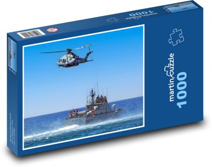 Helikoptéra - loď, moře - Puzzle 1000 dílků, rozměr 60x46 cm