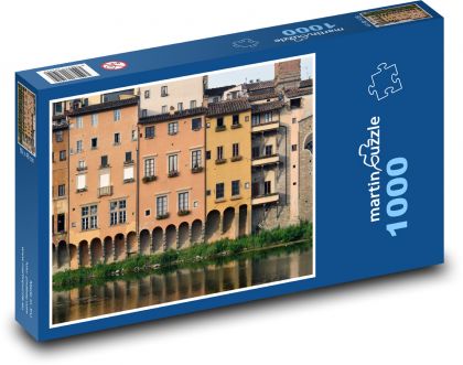 Florencie - Itálie, budovy u řeky - Puzzle 1000 dílků, rozměr 60x46 cm
