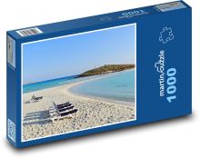 Piesočná pláž - more, lagúna Puzzle 1000 dielikov - 60 x 46 cm 