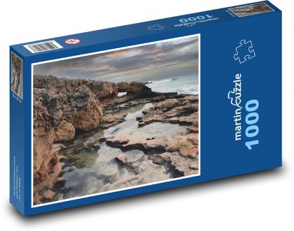 Skalnaté pobrežie - more, vlny - Puzzle 1000 dielikov, rozmer 60x46 cm