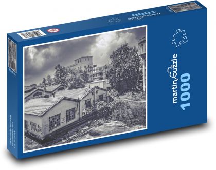 Stare budynki - opuszczone budynki, graffiti - Puzzle 1000 elementów, rozmiar 60x46 cm