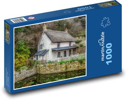 Dworek - chata, staw - Puzzle 1000 elementów, rozmiar 60x46 cm