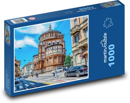 Itálie - Miláno, ulice - Puzzle 1000 dílků, rozměr 60x46 cm