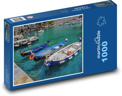 Lodě v přístavu - moře, Itálie - Puzzle 1000 dílků, rozměr 60x46 cm
