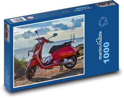 Vespa - motocykl, vozidlo - Puzzle 1000 dílků, rozměr 60x46 cm
