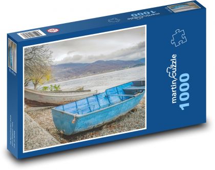 Lake Ohrid - boats on the beach, winter - Puzzle 1000 pieces, size 60x46 cm 