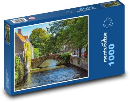 Belgia - kanał, most - Puzzle 1000 elementów, rozmiar 60x46 cm
